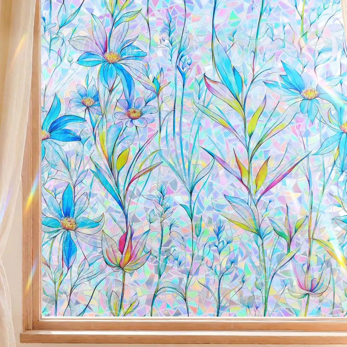 Vinis decorativos, janelas de flores de filme decorativo 44,5* 200 cm