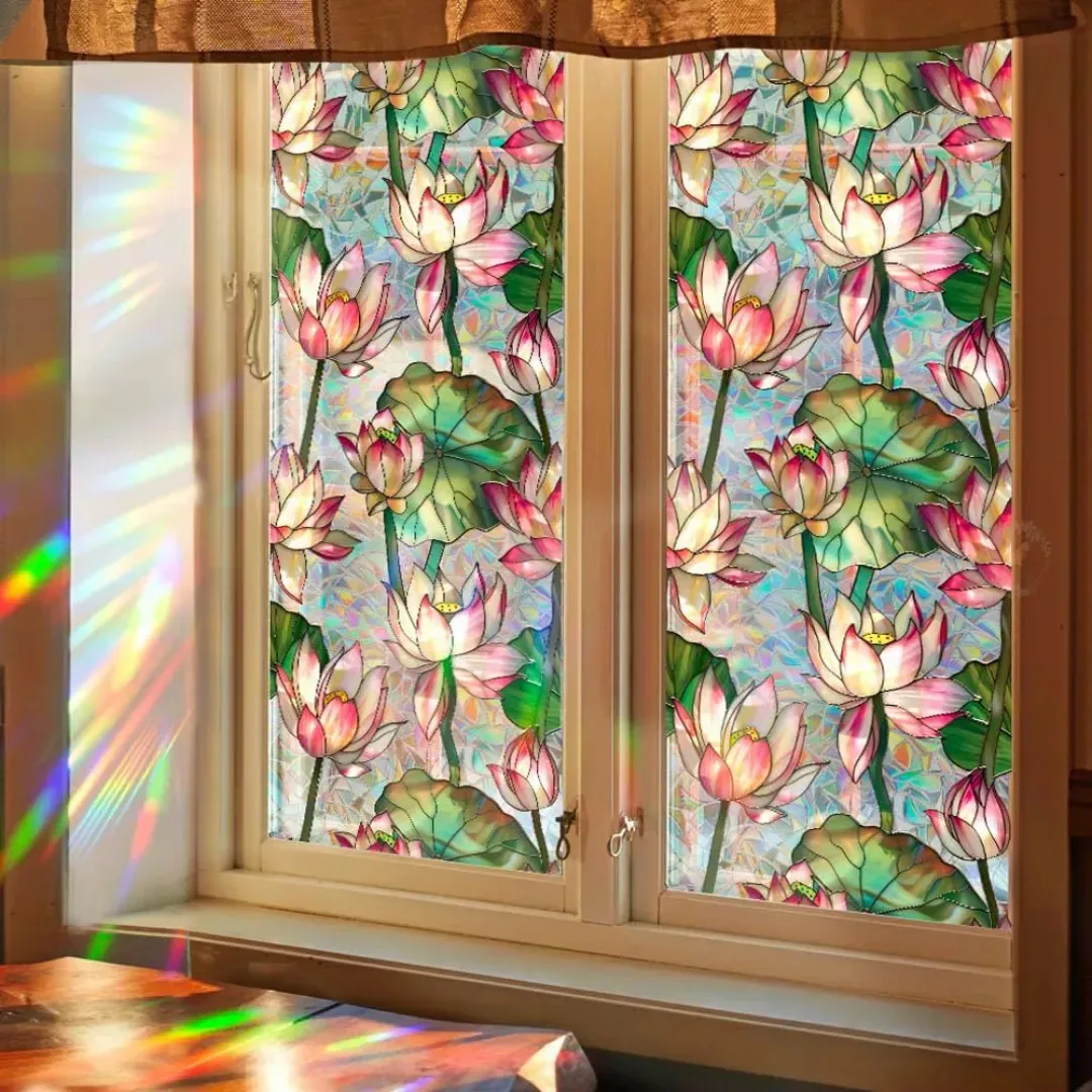 Vinis decorativos, janelas de flores de filme decorativo 44.5* 200