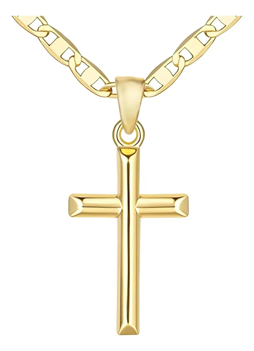 Colar Yerighv Chains Cross Charms, joias masculinas, aço inoxidável, prata, colares femininos, colares modernos para o Halloween, colar empilhável, 1 peça* comprimento 60 cm, 1 unidade* comprimento...