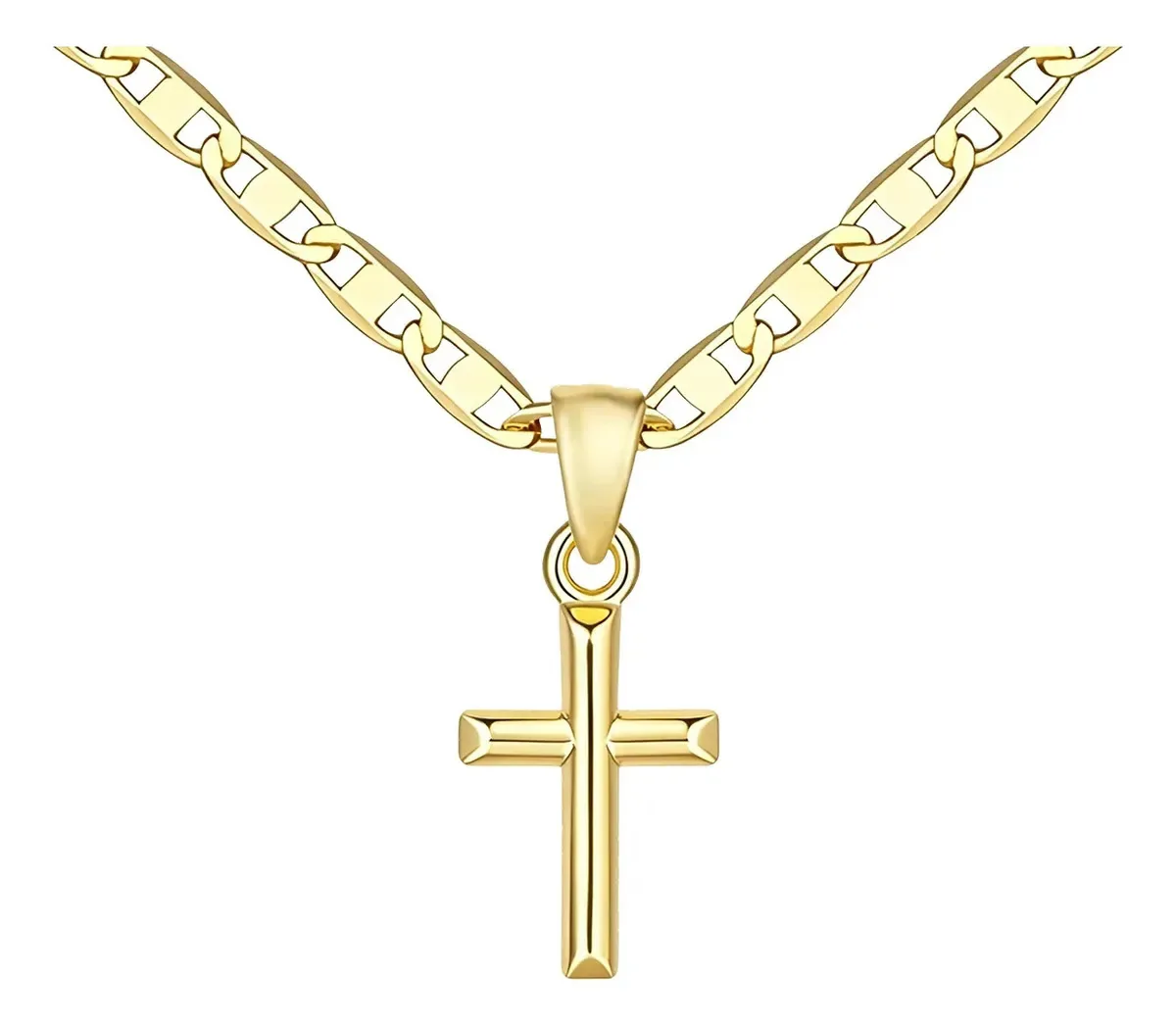 Colar Yerighv Chains Cross Charms Joias masculinas douradas, aço inoxidável, colares femininos, colares modernos para o Halloween, colares empilháveis, 1 unidade* Comprimento 50 cm