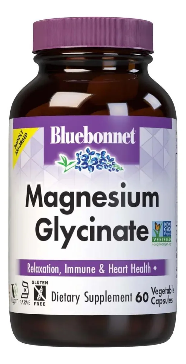 Suplemento Bluebonnet de Magnésio Glicinato de Magnésio 60 Un