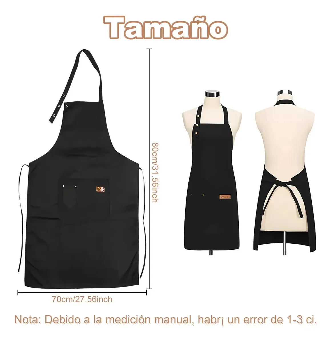 Aventais ajustáveis 4mandil Kitchen-Chef com bolsos - pretos