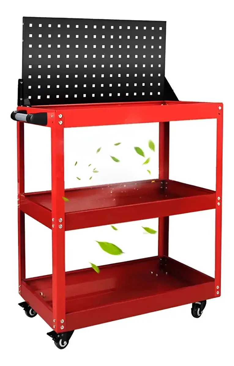 Carrinho de ferramentas Back Plate Cargo With Wheels 3 paletes vermelho