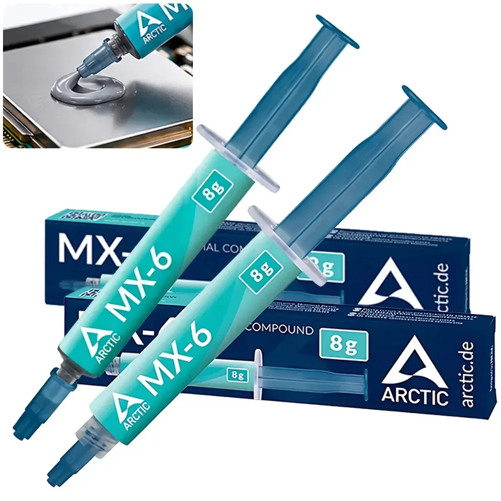 2 kits de pasta térmica MX-6 de pasta térmica MX-6 de condutividade e segurança, GPUs, consoles, processadores, placas gráficas, notebooks, consoles. Alta condutividade, longa vida, não condutora...