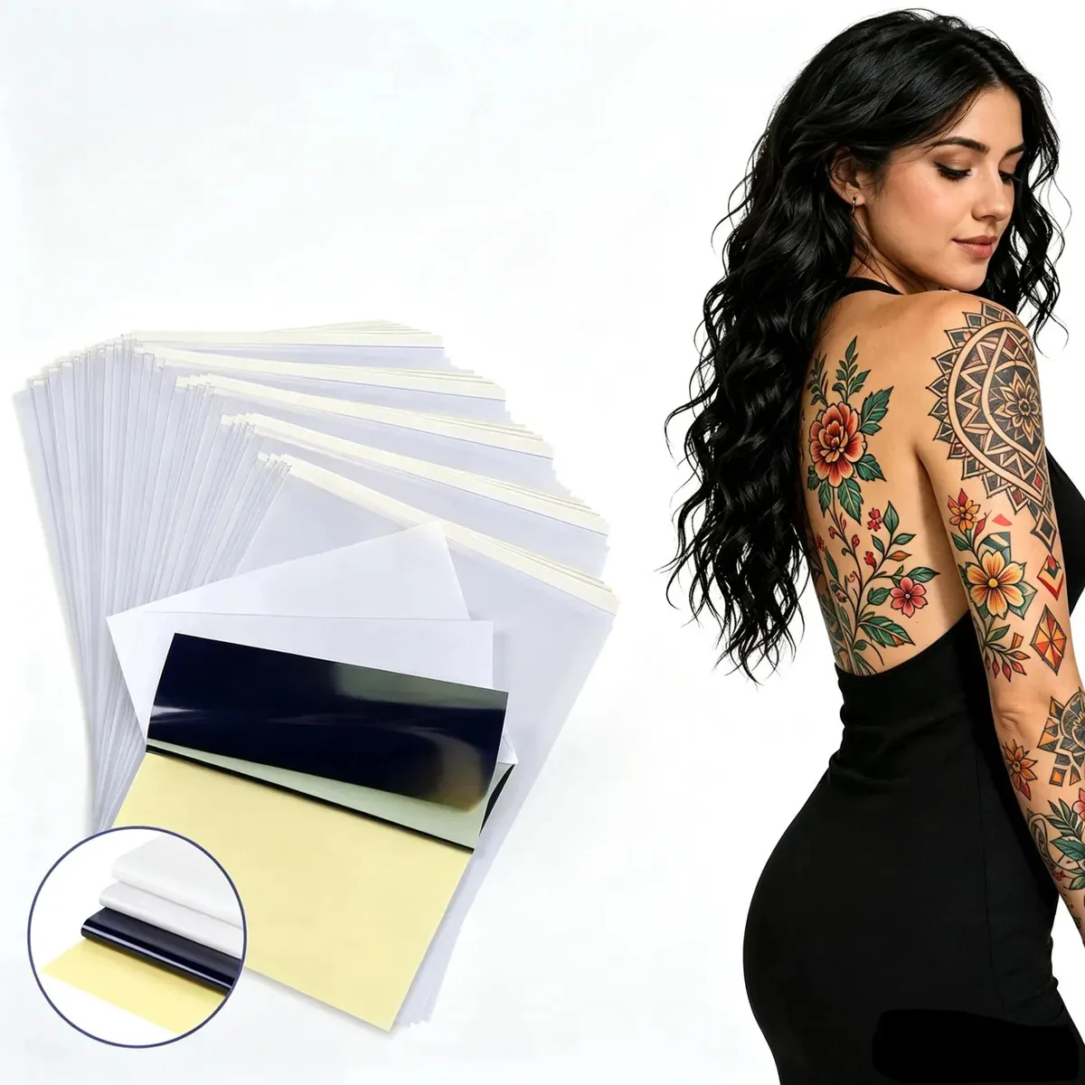 120 peças de papel de estêncil de transferência de tatuagem para tatuagem