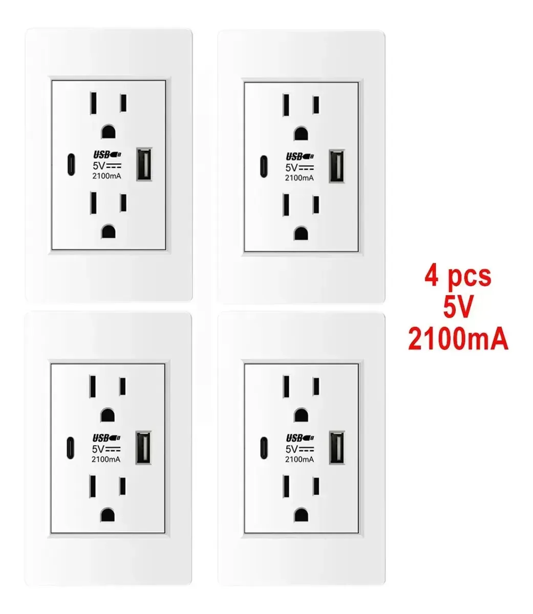 4 Tomadas De Corrente Del Americanos Para Paredes Usb E Tipo C