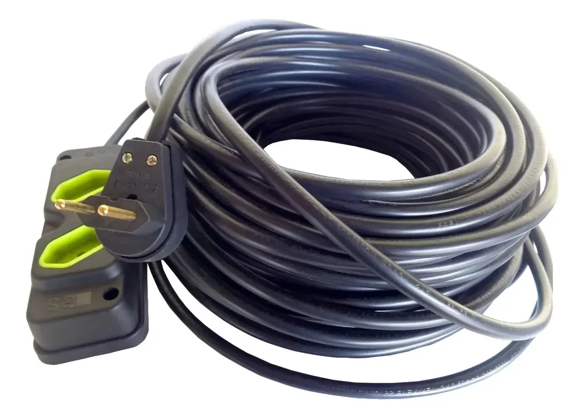 Extensão Elétrica 20 Metros Com Tomada Dupla Cabo Pp 2x1.5