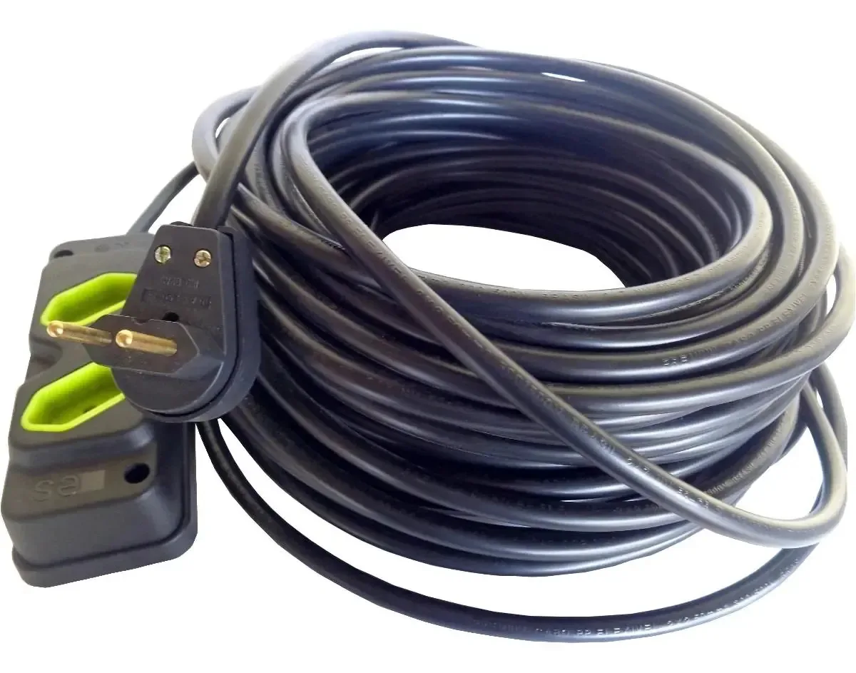 Extensão Elétrica 30 Metros Com Tomada Dupla Cabo Pp 2x1.5