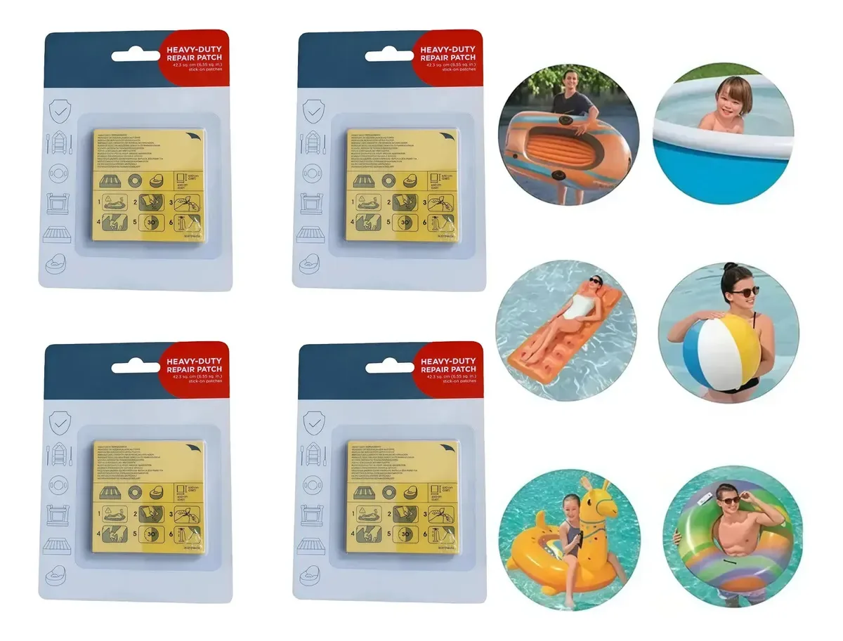 Patches de reparo para piscinas e colchões infláveis 40 adesivos para colchões infláveis Adesivos para consertar botes salva-vidas, barcos aquáticos, jogos aquáticos, piscina inflável para bebês