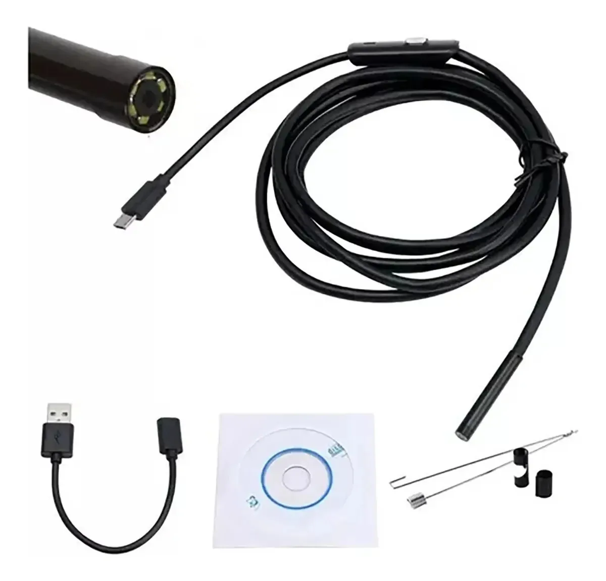 Câmera de inspeção USB Endoscópio Celular Android Pc Led