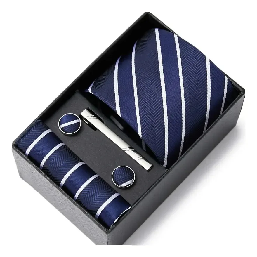 Conjunto de gravatas masculinas, sutiã, cachecol, cor azul escuro, hb04