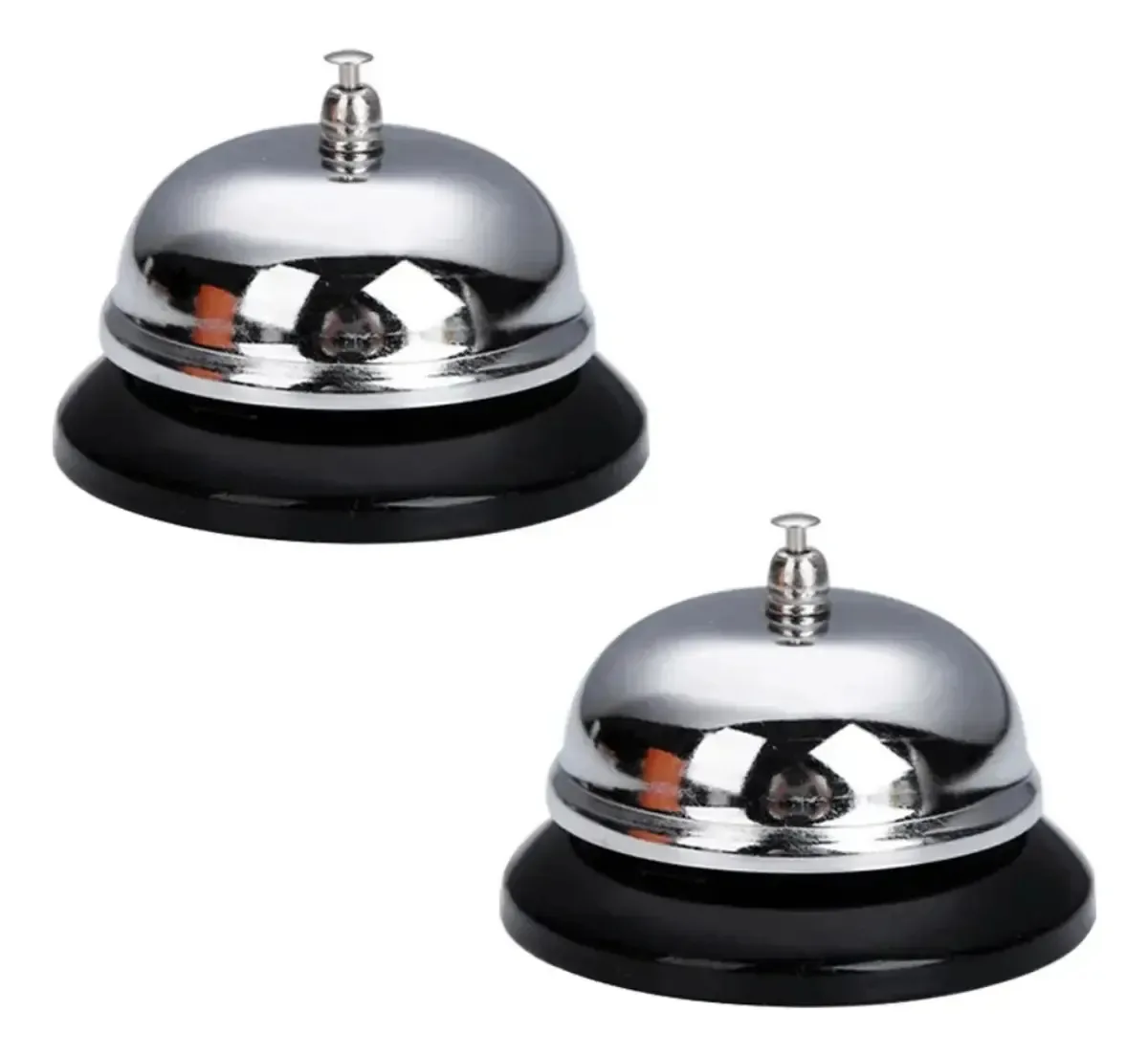 Campainha de saguão de hotel Doremama, 2 peças, campainhas de mesa de recepção, construção em metal antioxidante, campainha de serviço para hotéis, restaurantes, áreas de recepção, armazéns (prata)