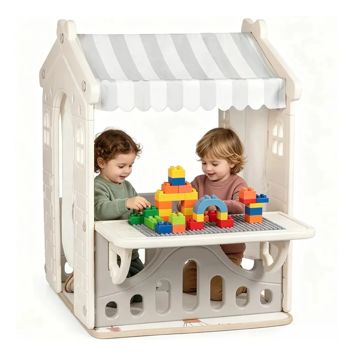 Teatro infantil com tapete e blocos 80x108x110cm branco liso