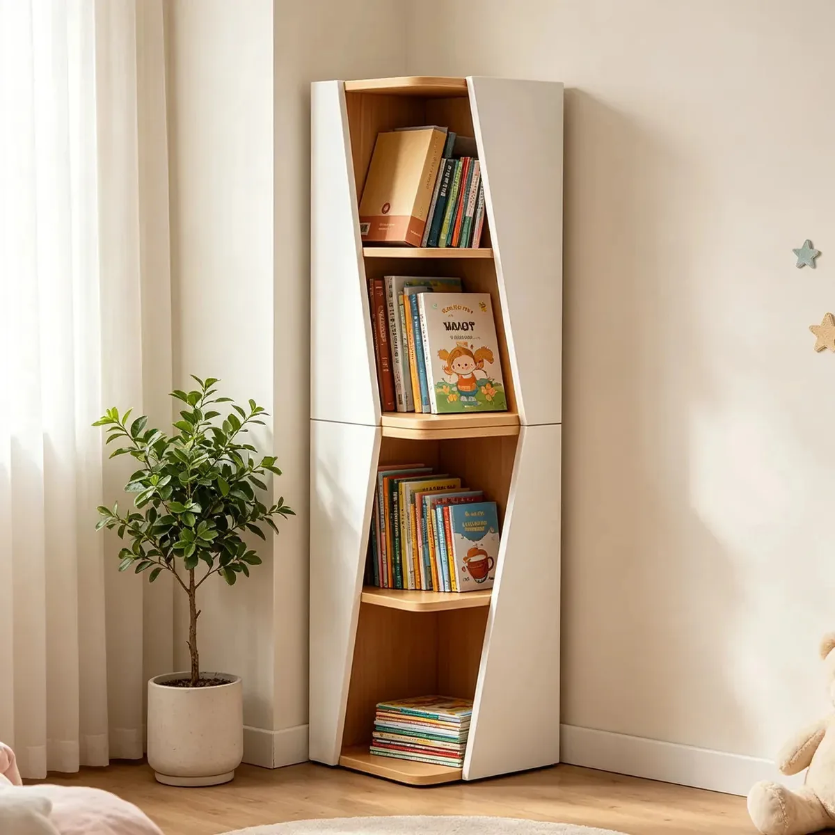 Biblioteca de estantes modulares empilháveis com 4 níveis 30* 30* 120 brancos