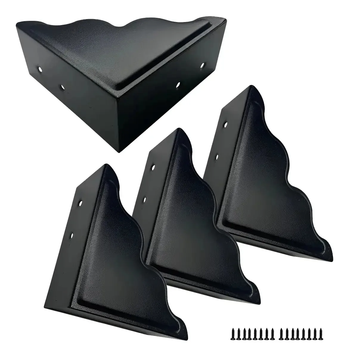 Conjunto Sutfmwe de 4 grandes protetores de canto de metal. Negro