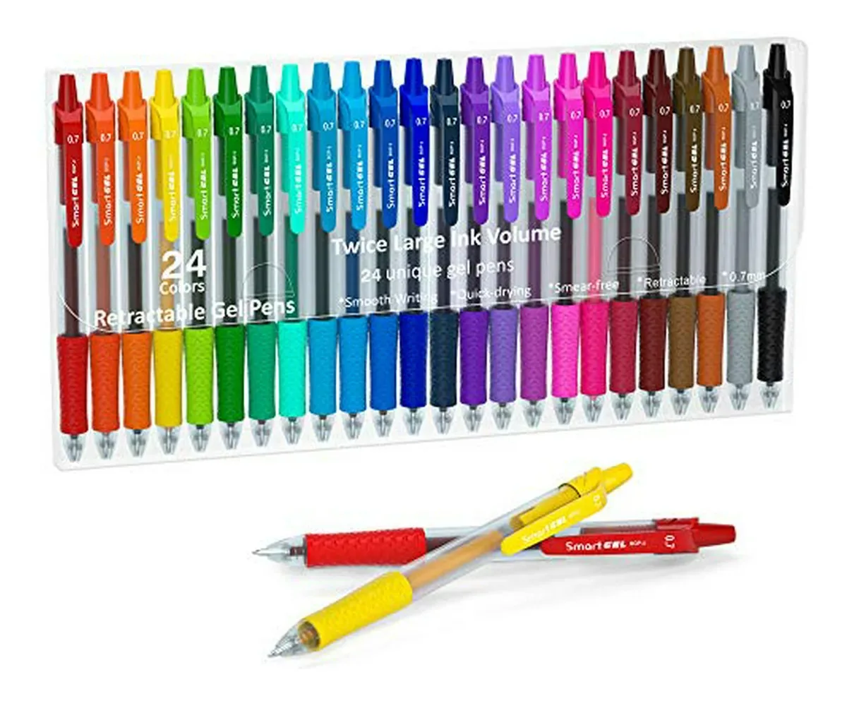 Canetas de gel coloridas, Lineon 24 cores com alça, ponto