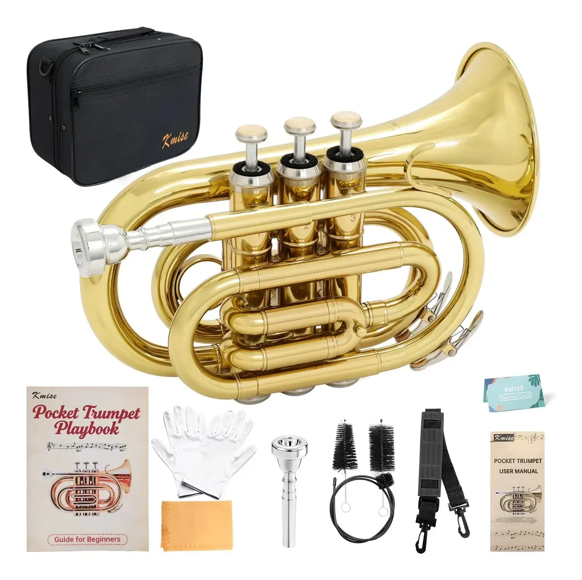 Trompete de bolso portátil Kmise BB, mini trompetes