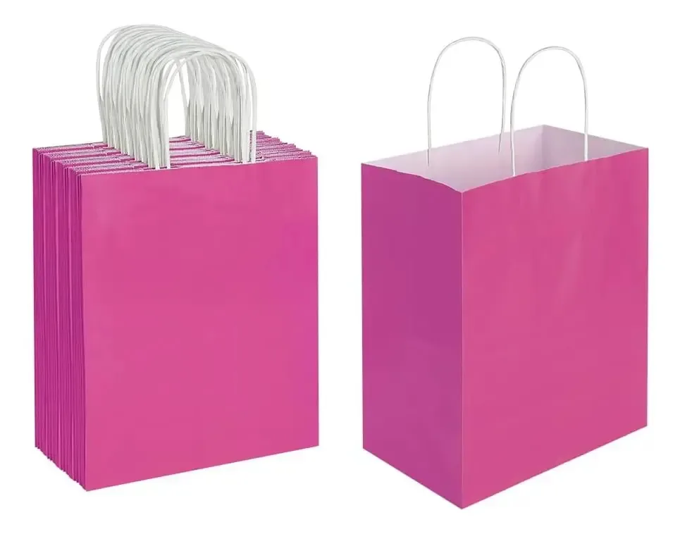25 sacos de papel kraft ecológicos para doces e festas fúcsia