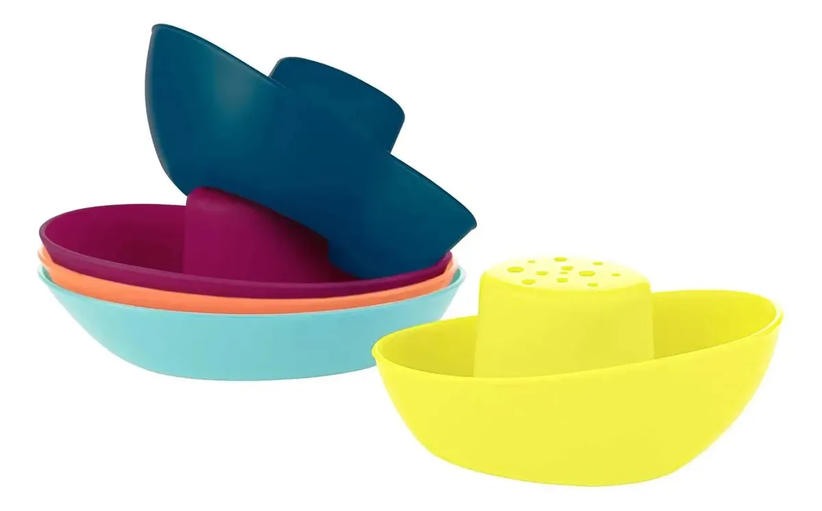 Brinquedos de banho empilháveis para bebês - barcos coloridos multicoloridos