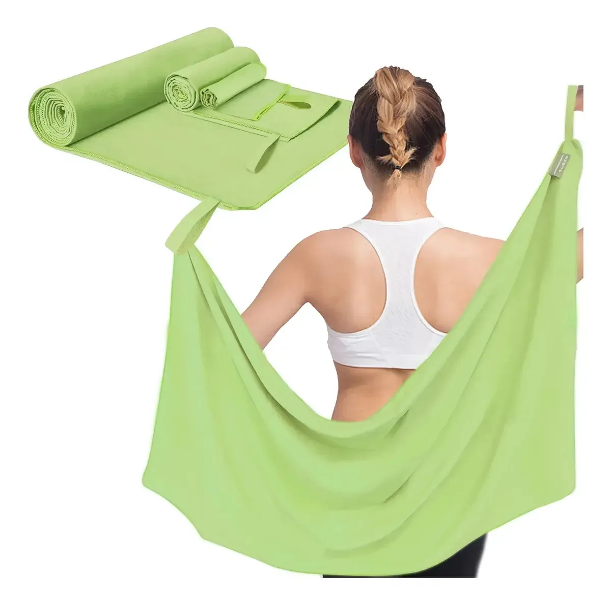Toalhas esportivas, 3 peças de toalhas de microfibra, secagem rápida, suave, verde claro