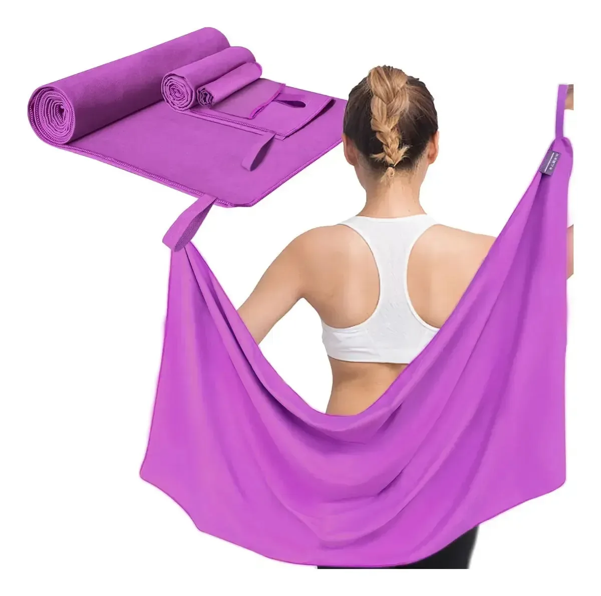 Toalhas esportivas, 3 peças de toalhas de microfibra, secagem rápida, suave, violeta