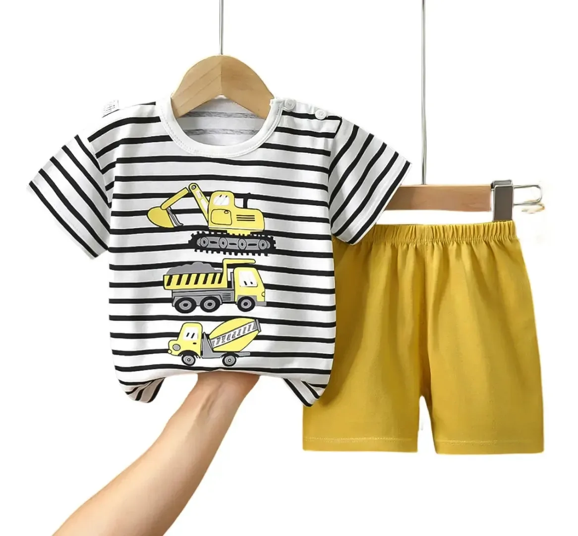 Conjunto de roupas infantis para shorts de bebê com cor de camisa cáqui tamanho 120