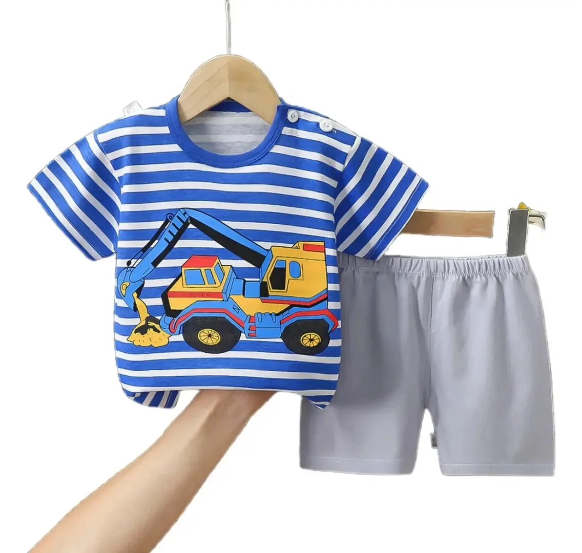Conjunto de roupas infantis para shorts de bebê com cor de camisa cinza tamanho 130