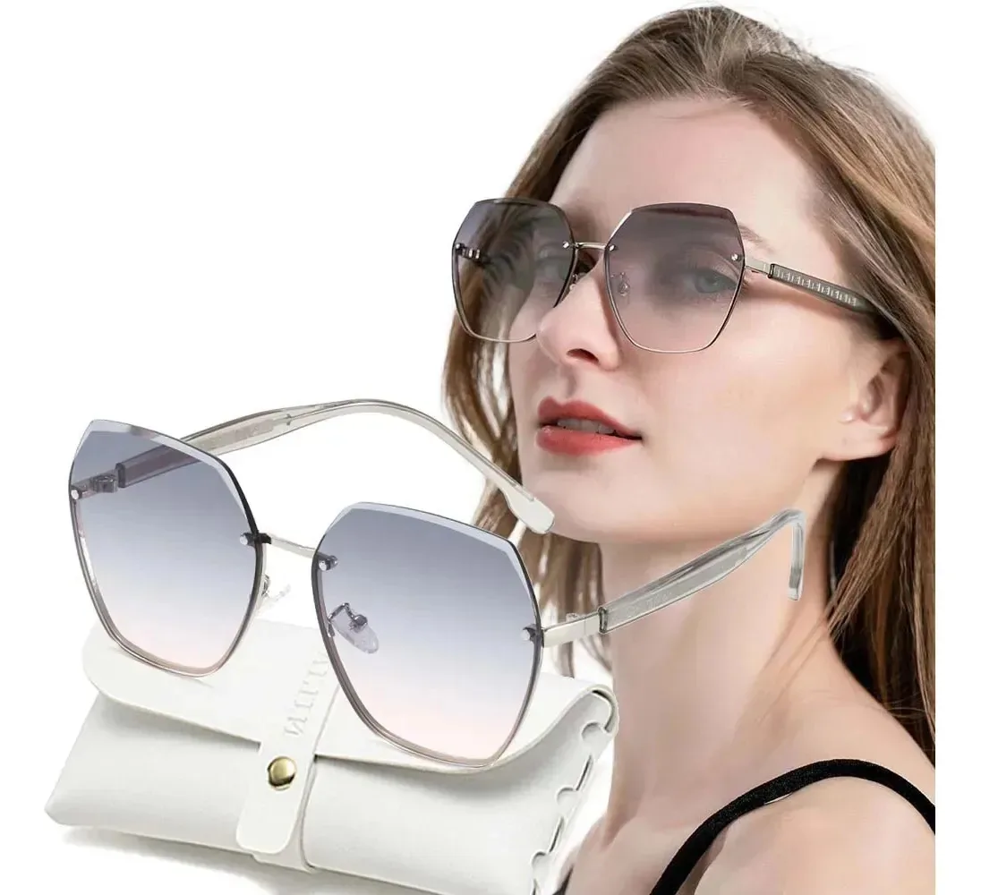 Lentes solares, lentes de proteção retrô, lentes polarizadas, prateadas femininas
