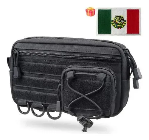 Pacote tático preto, cintura tática Edc, para cinto/mochila, 1000d à prova d'água, zíper duplo, organizador para acessórios táticos, acampamento e trabalho