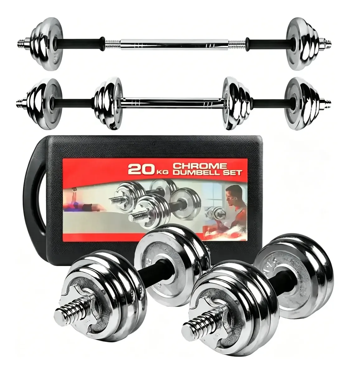 Discos de kit de barra e barra de peso ajustável para ginástica de 20 kg