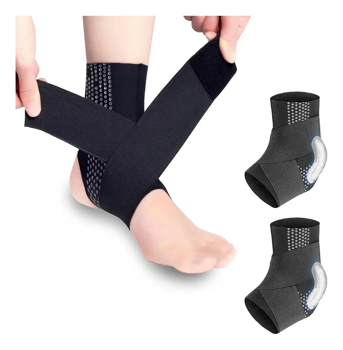 Tornozeleiras esportivas de silicone respiráveis e antiderrapantes, cor preto-L