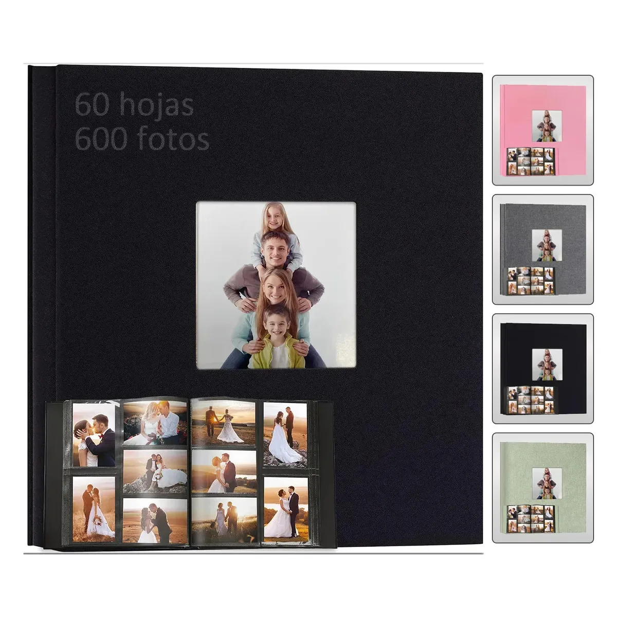 Álbum de fotos 4x6-600 Fotos Tapa De Lino Livros de fotos em preto
