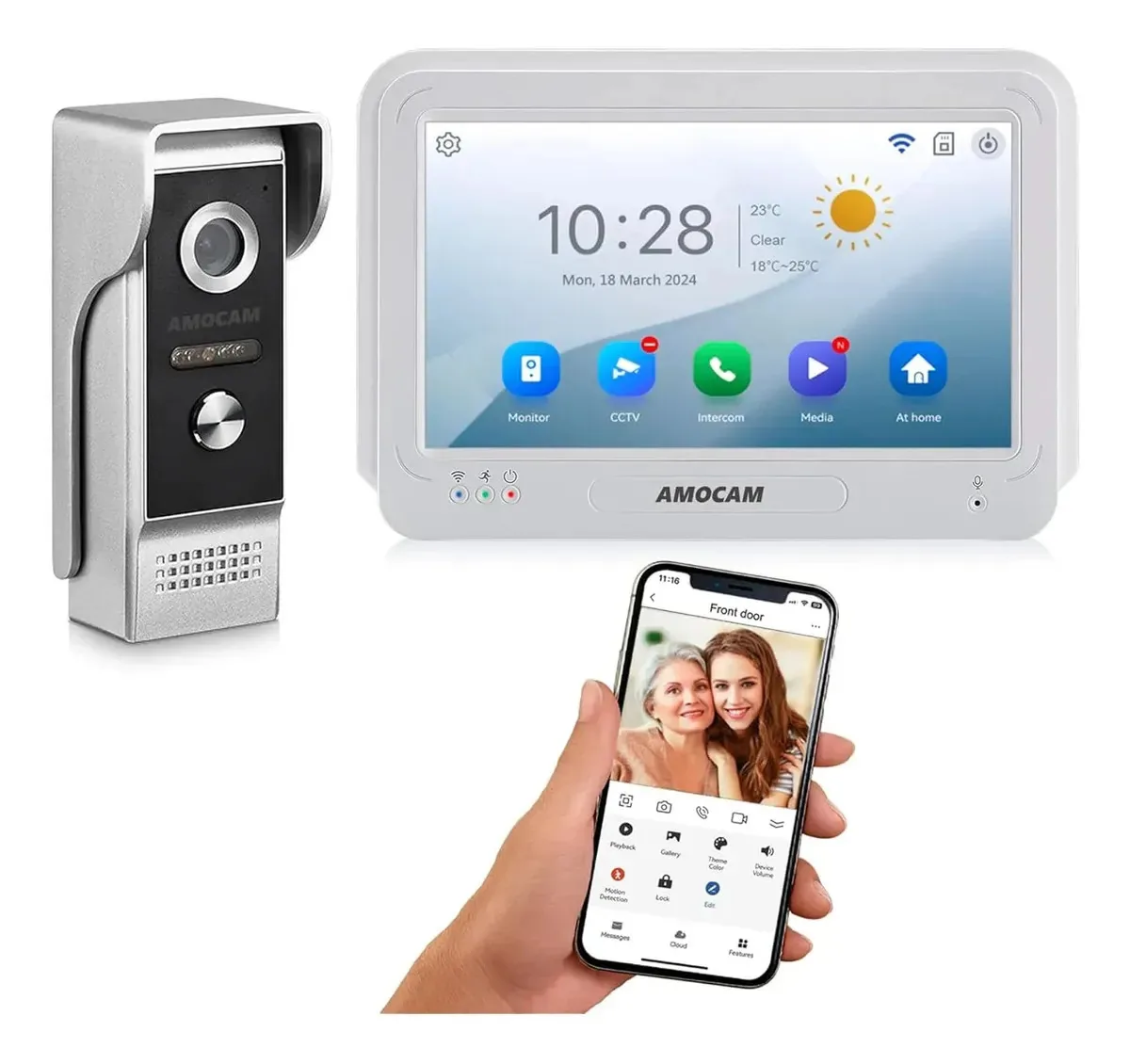 Intercomunicador Wi-Fi com vídeo 1080p e monitor de toque