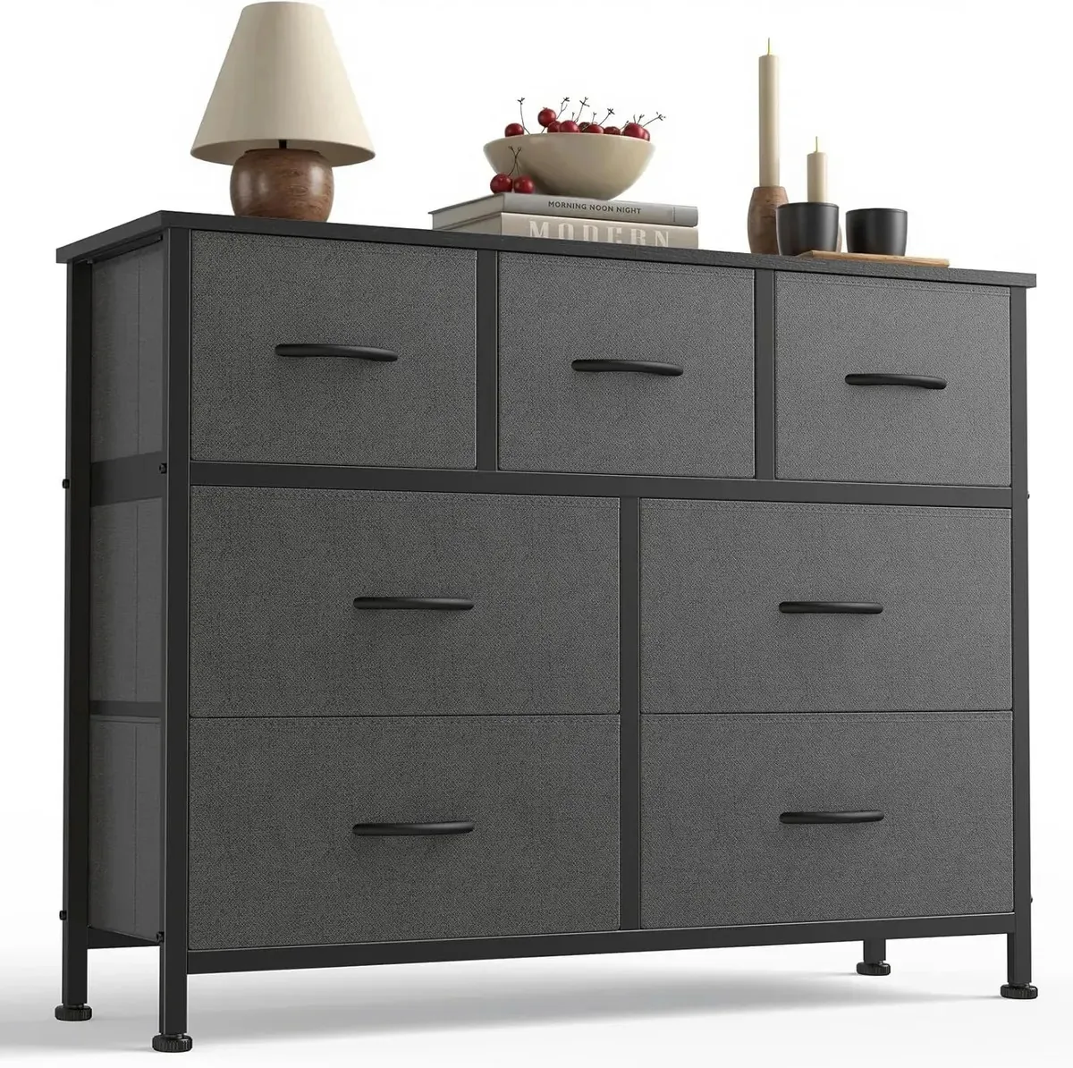 Comoda 7 Gris Tocador Cajones