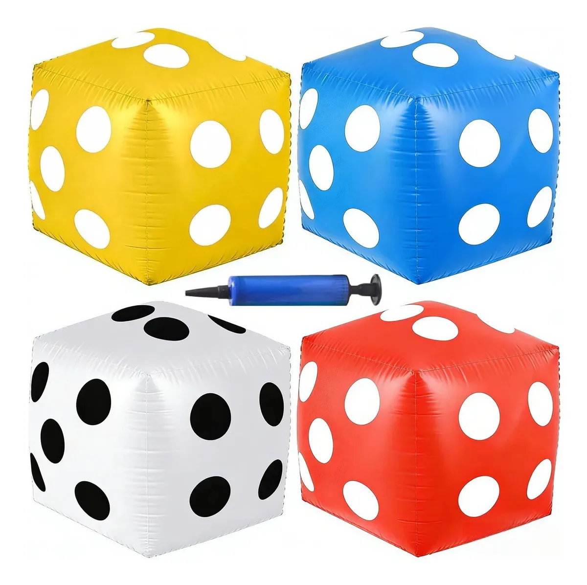 4 dados infláveis gigantes de 12 polegadas para jogos, piscina e praia