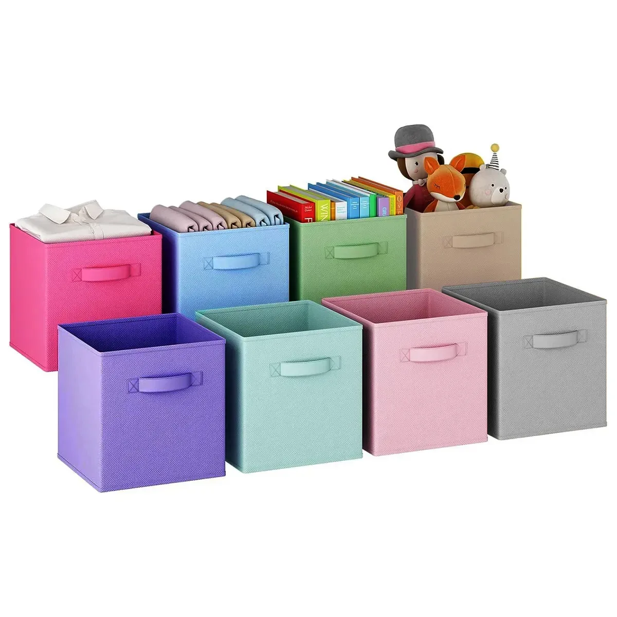8 bolsas dobráveis de armazenamento de roupas, oito cores, organizador de roupas dobrável transparente, caixa de armazenamento com alças/zíper reforçados para cobertores, roupas e edredons
