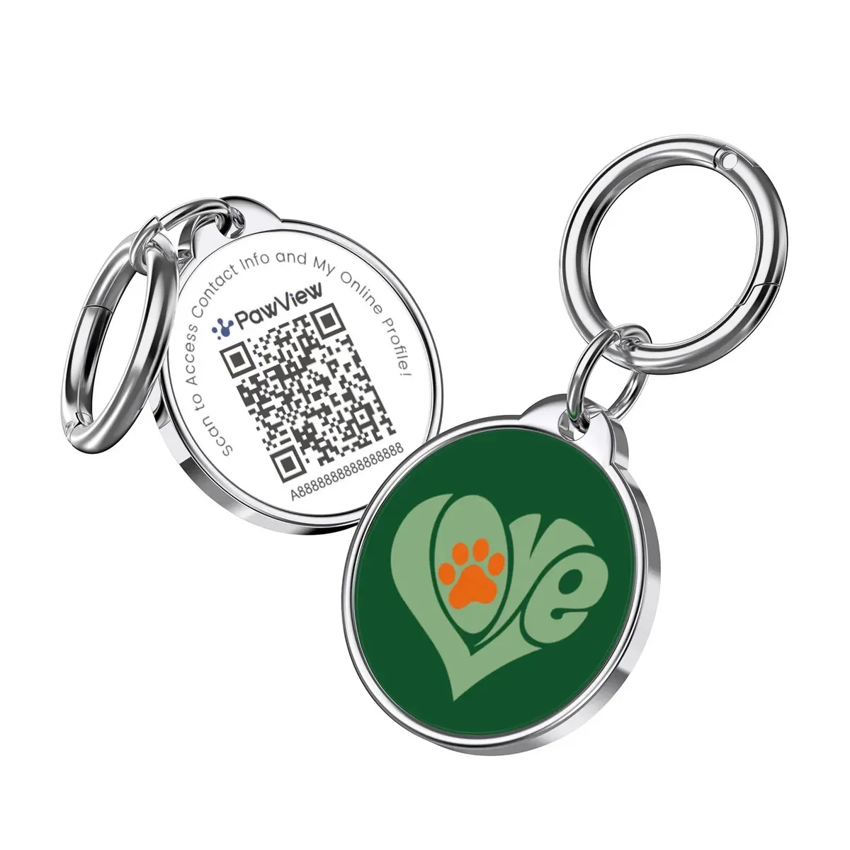 Plaquinha De Identificação Para Pet Com QR Code |Alerta Instantâneo Ao Escanear & Notificação Localização |Sem Assinatura |Borda Metal Resistentes a Arranhões Para Coleira Cães E Gatos Verde Escuro