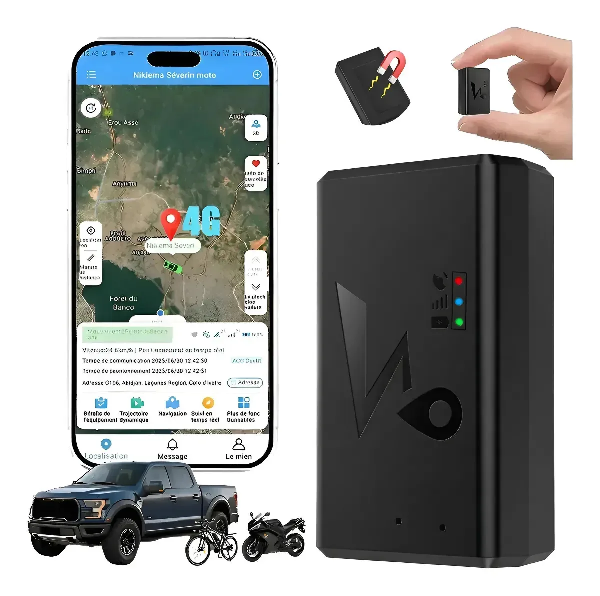 Mini Gps Tracker Auto Real Time 10000mah 2g e 4G com ímã