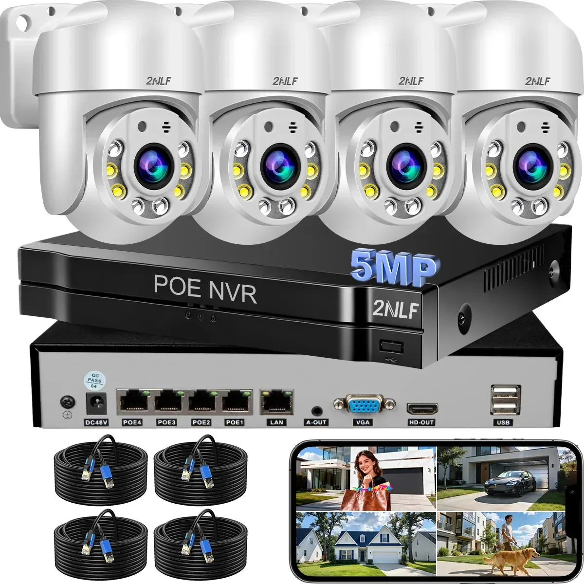 Kit 2nlf Câmeras de segurança e vigilância de áudio bidirecional