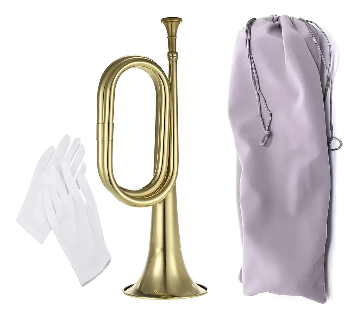 Instrumento de latão para trompete Tuoren Gold Bugle Cavalry. Ouro/branco