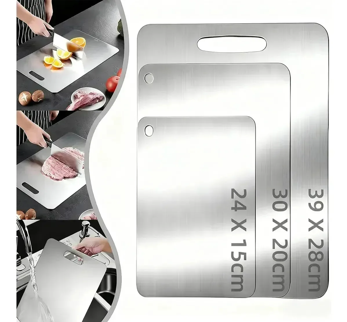 Conjunto de tábuas de corte de cozinha de 3 peças