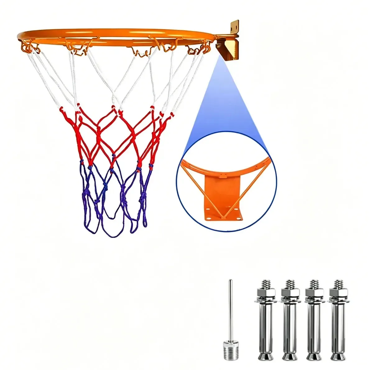 Cesta de basquete de parede Nsafkk de 45 cm, cesta de basquete vermelha, rede de basquete de nylon, cesta portátil