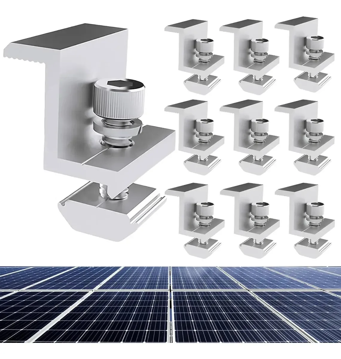 Suportes de 10 Z para painéis solares, liga de alumínio prateado de 35 mm