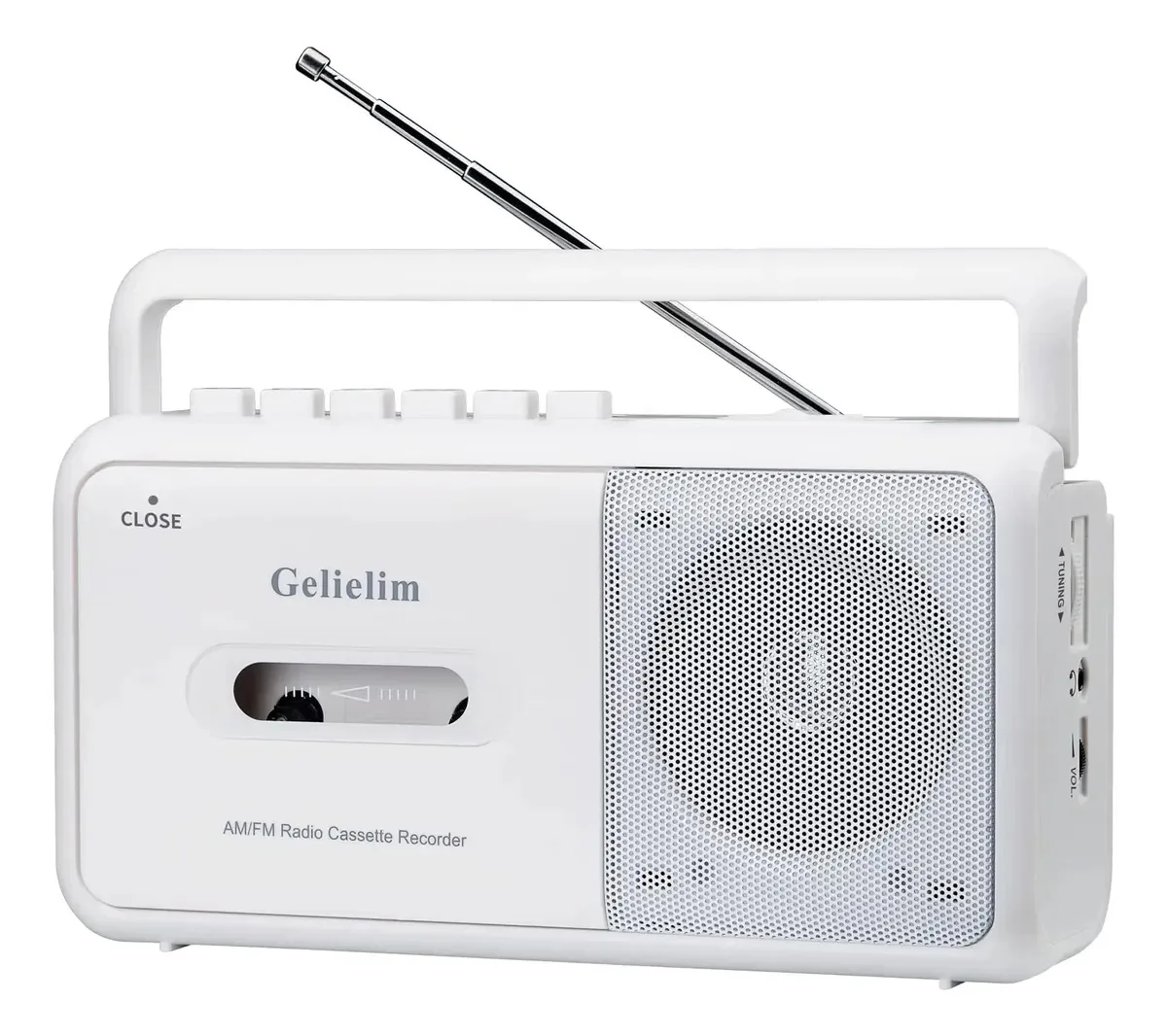 Gelielim Boombox - toca-fitas, rádio estéreo portátil AM/FM, toca-fitas com alto-falante grande e fone de ouvido, operado por bateria ou toca-fitas com