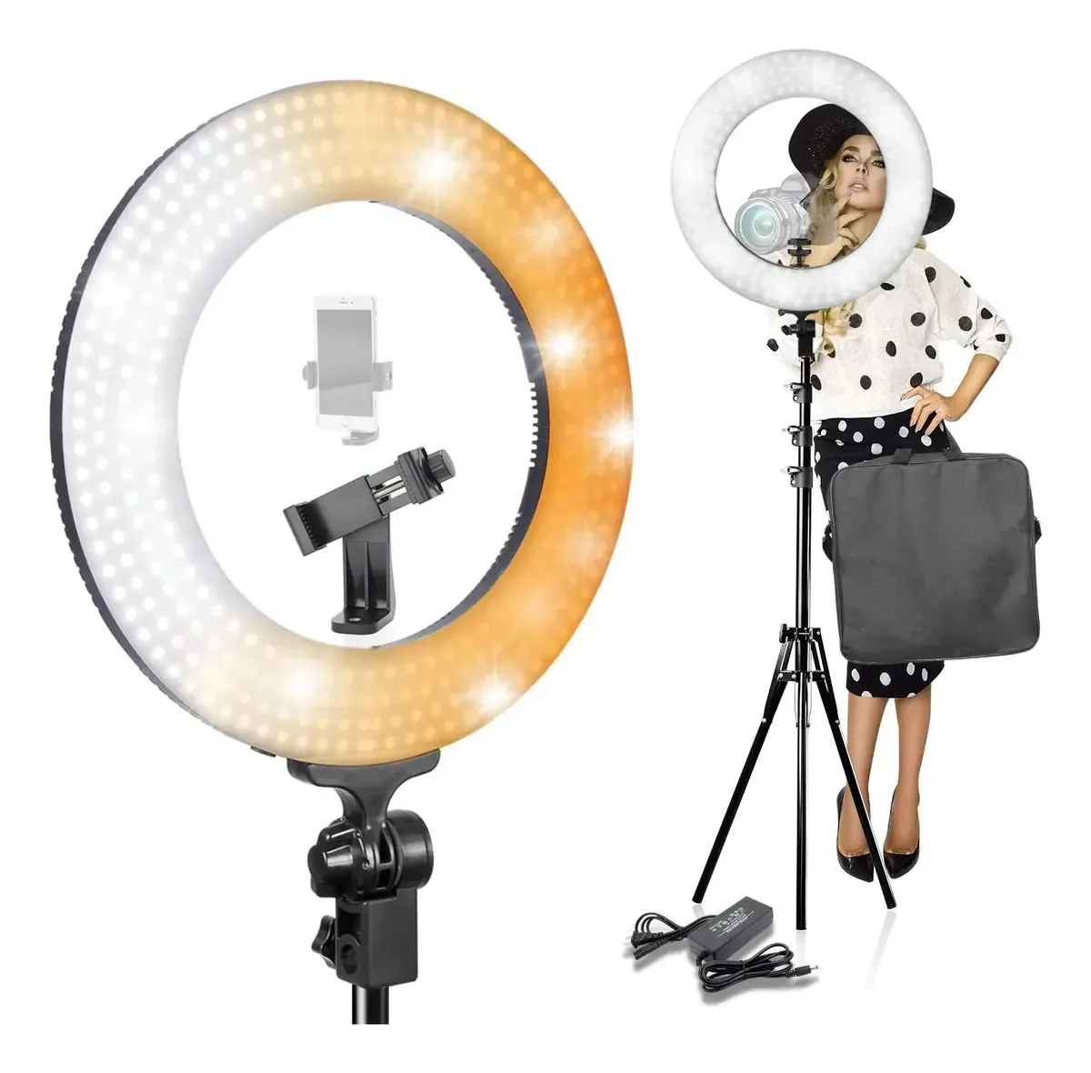 Kit de iluminação contínua fluorescente ajustável Limostudio de 12 polegadas, 5500K, suportes de luz de estúdio fotográfico com estojo de transporte, Agg1773