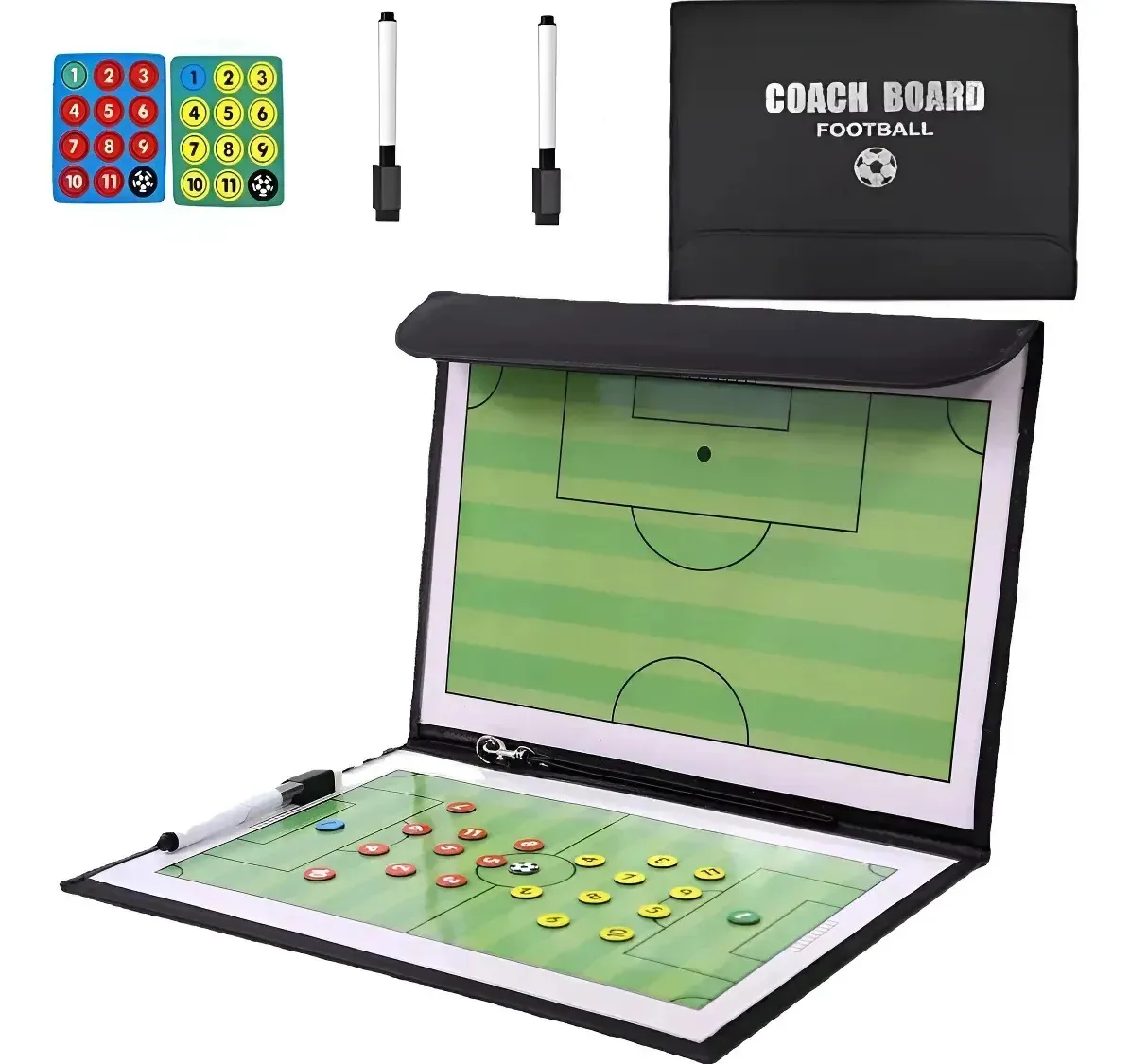 Quadro tático de futebol profissional com ímãs - Quadro de treinamento com marcador e borracha