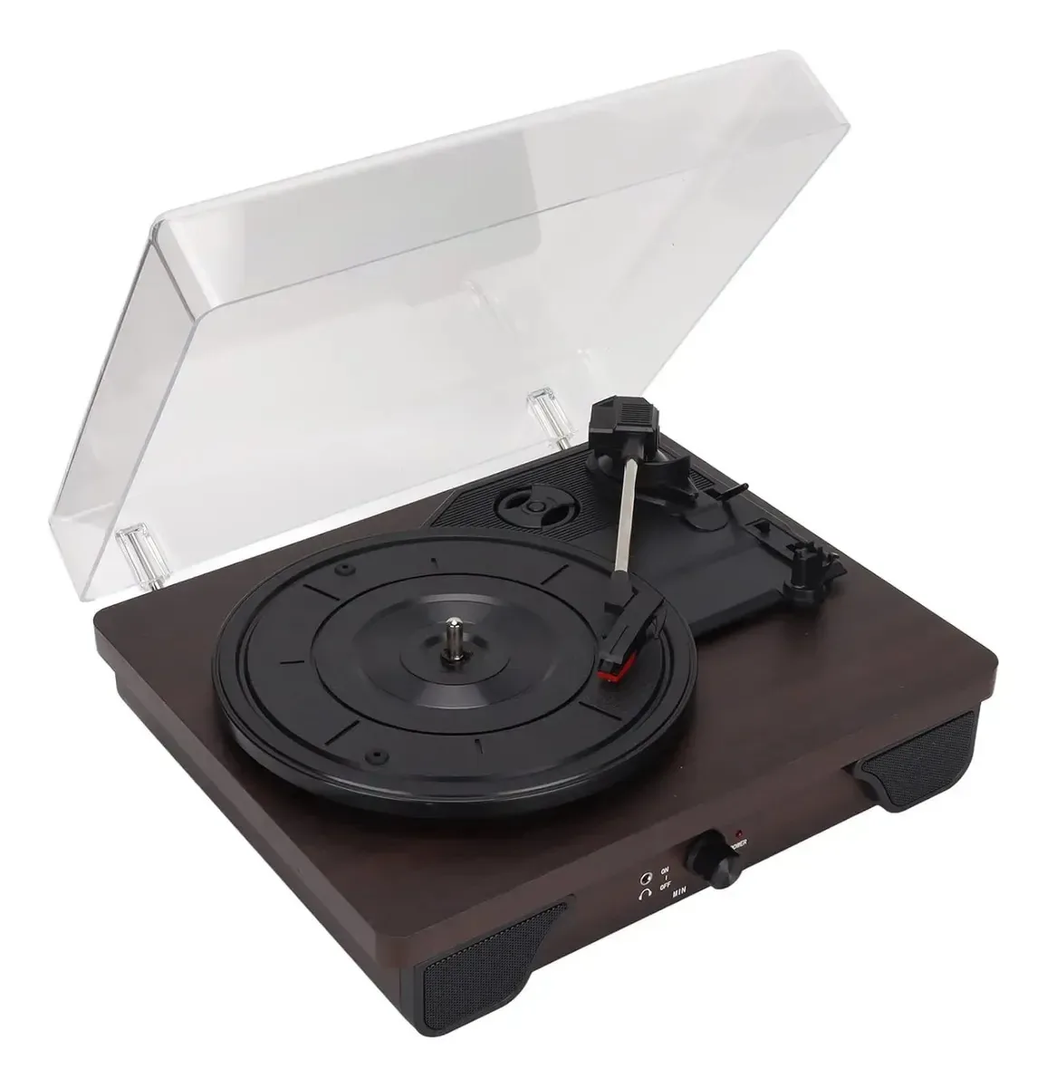 Toca-discos de vinil preto sem fio Bluetooth Turnamesa