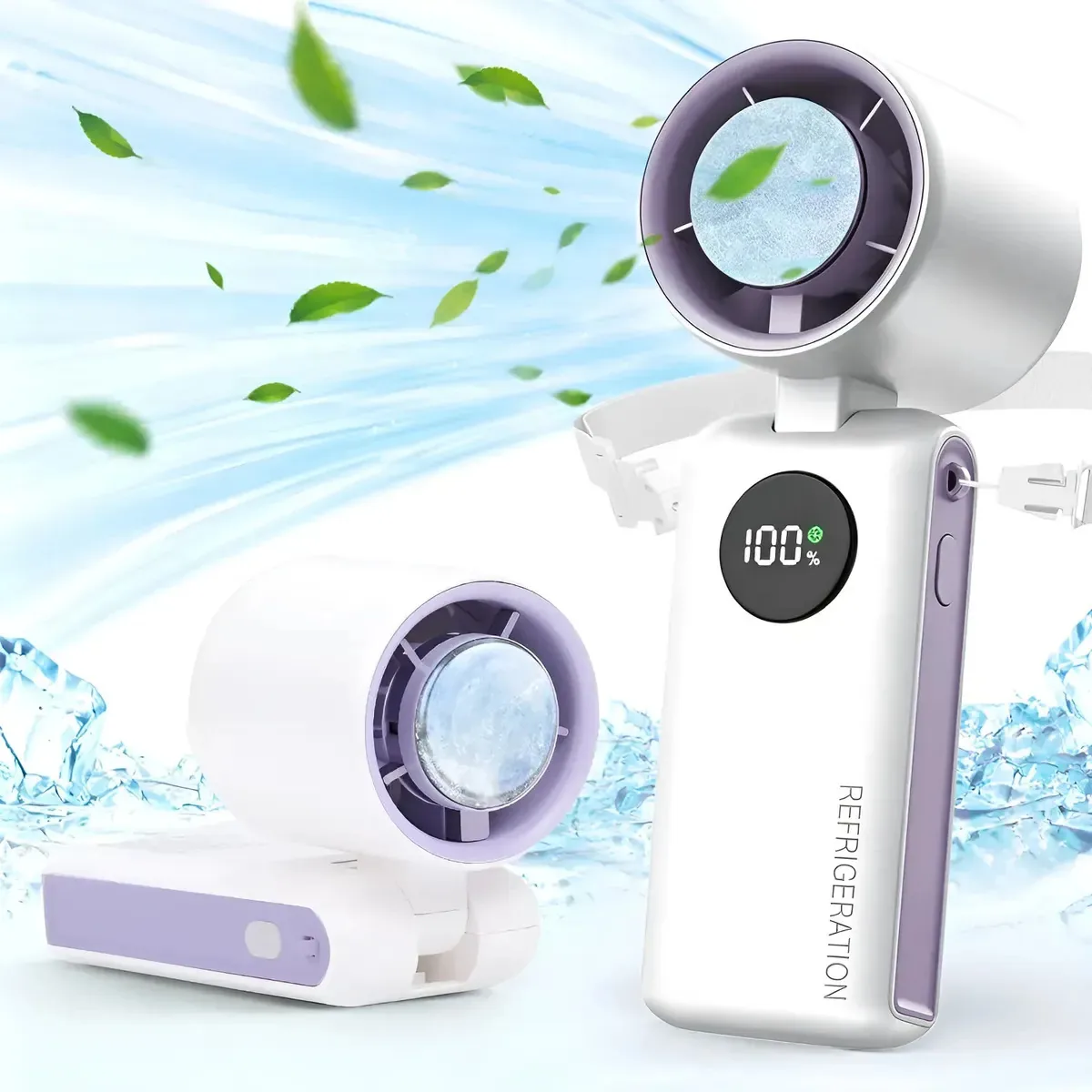 Ventilador portátil portátil, ventilador recarregável USB portátil, ventilador pequeno de 100 velocidades de 6000mAh, com cabo, dobrável, refrigeração, carregamento reverso, para viagens e...