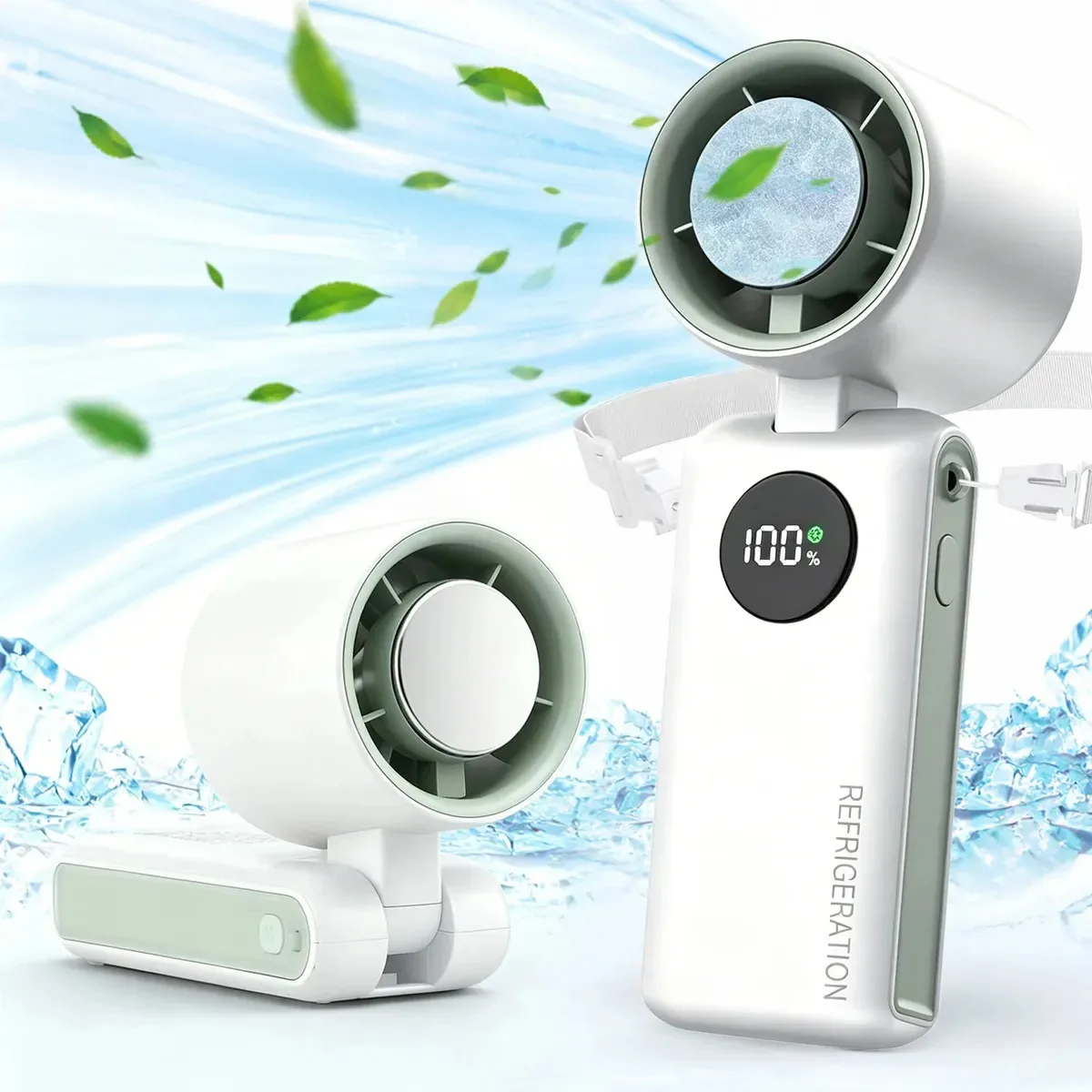Ventilador portátil portátil, ventilador recarregável USB portátil, ventilador pequeno de 100 velocidades de 6000mAh, com cabo, dobrável, refrigeração, carregamento reverso, para viagens e...
