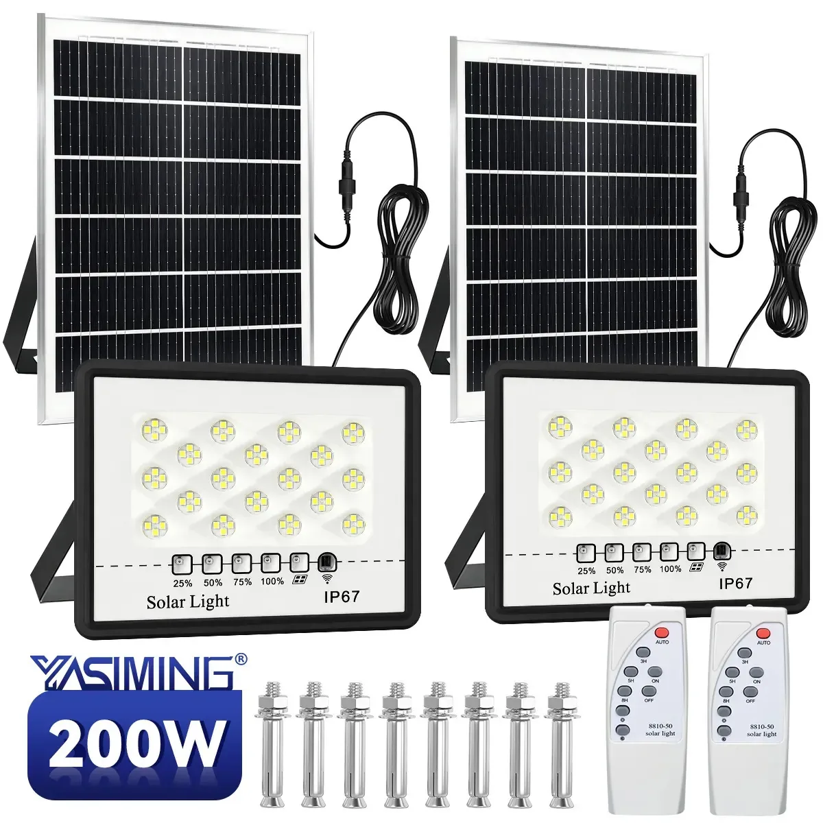 Lâmpada solar de 2 peças de focos para exterior LED com refletores LED para Jardin Modos de ajuste de iluminação
